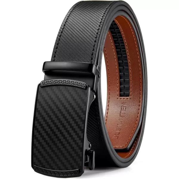 BOSTANTEN Mens Belt Leather Ratchet Belt For Men Dress and Casual with Adjustable Buckle, Trim to Fit