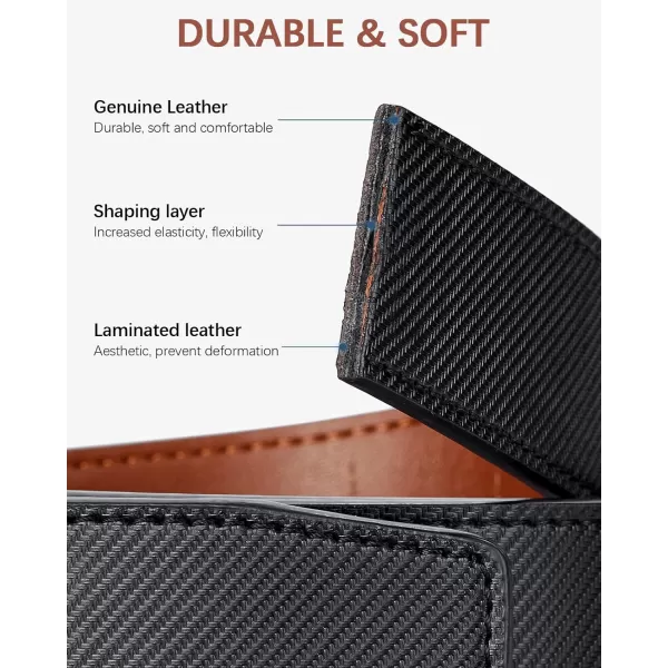BOSTANTEN Mens Belt Leather Ratchet Belt For Men Dress and Casual with Adjustable Buckle, Trim to Fit