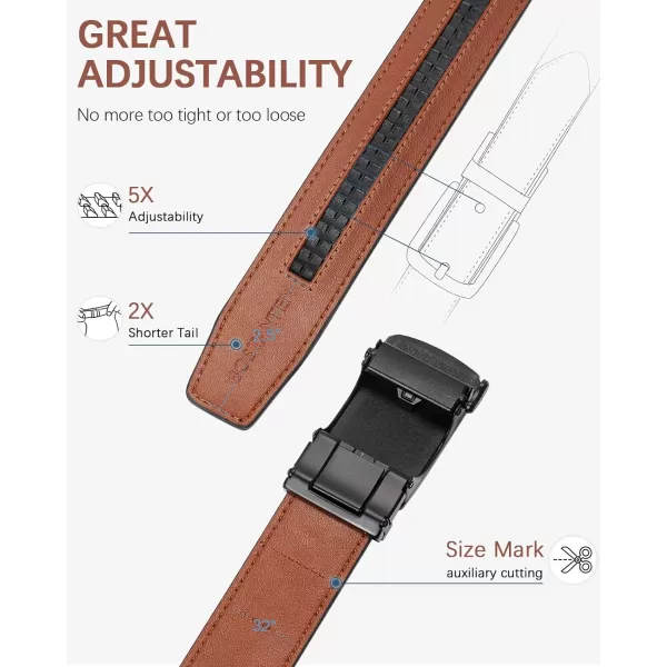BOSTANTEN Mens Belt Leather Ratchet Belt For Men Dress and Casual with Adjustable Buckle, Trim to Fit