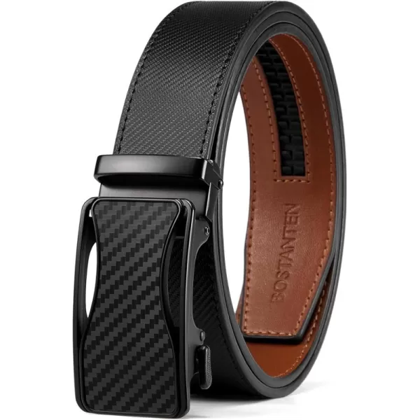 BOSTANTEN Mens Belt Leather Ratchet Belt For Men Dress and Casual with Adjustable Buckle, Trim to Fit