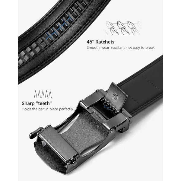 BOSTANTEN Mens Belt Leather Ratchet Dress Belt with Sliding Adjustable Buckle, Trim to Fit