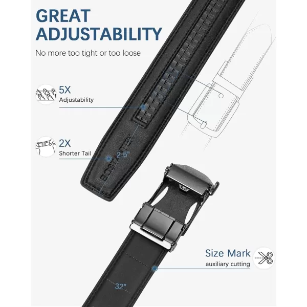 BOSTANTEN Mens Belt Leather Ratchet Dress Belt with Sliding Adjustable Buckle, Trim to Fit