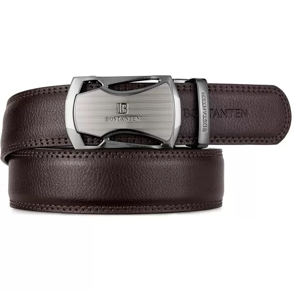 BOSTANTEN Mens Belt Leather Ratchet Dress Belt with Sliding Adjustable Buckle, Trim to Fit