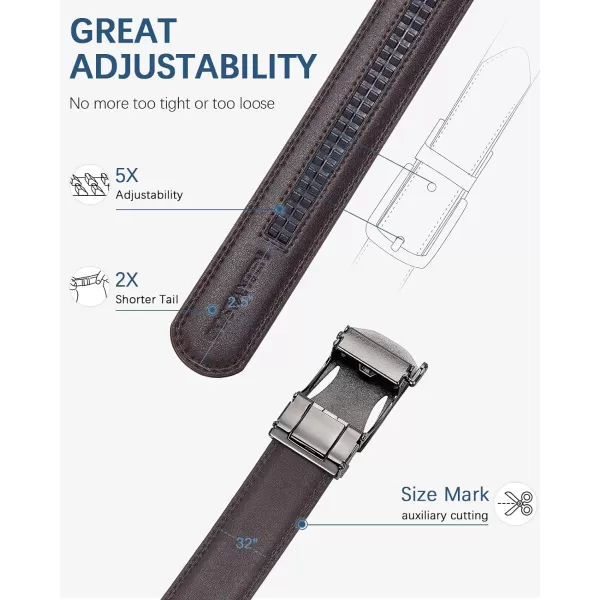 BOSTANTEN Mens Belt Leather Ratchet Dress Belt with Sliding Adjustable Buckle, Trim to Fit