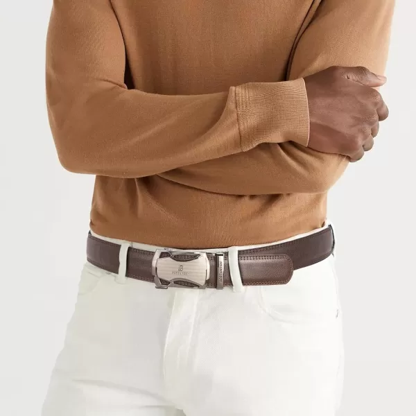 BOSTANTEN Mens Belt Leather Ratchet Dress Belt with Sliding Adjustable Buckle, Trim to Fit