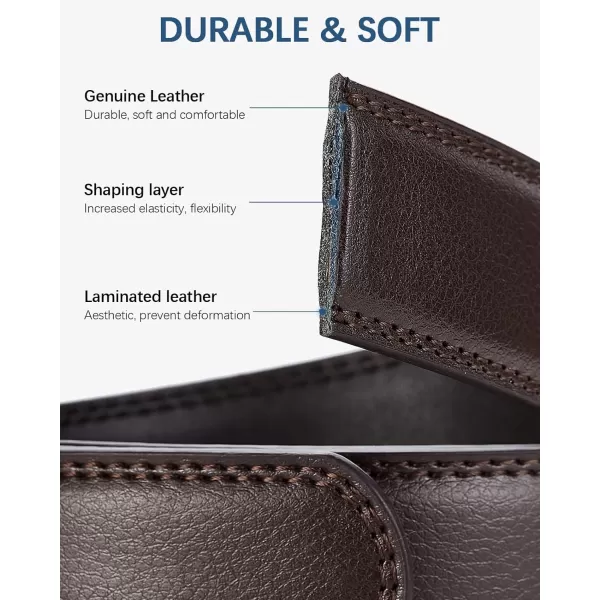 BOSTANTEN Mens Belt Leather Ratchet Dress Belt with Sliding Adjustable Buckle, Trim to Fit
