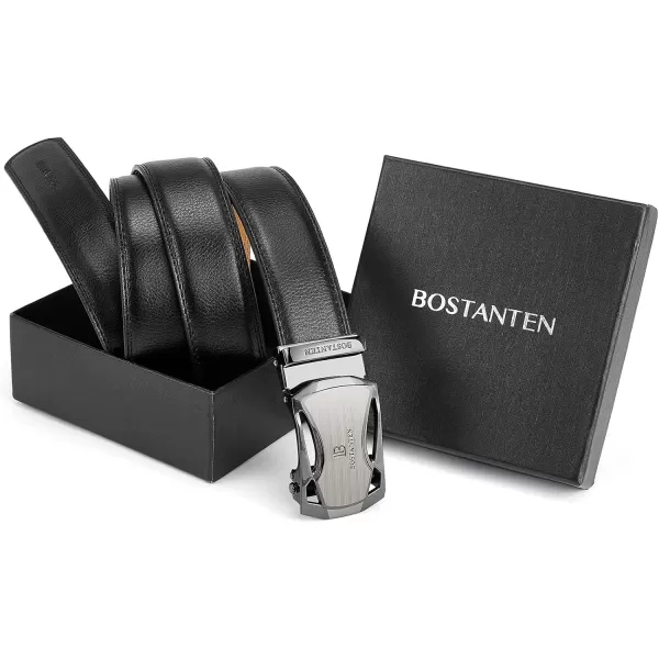BOSTANTEN Mens Belt Leather Ratchet Dress Belt with Sliding Adjustable Buckle, Trim to Fit