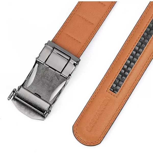 BOSTANTEN Mens Belt Leather Ratchet Dress Belt with Sliding Adjustable Buckle, Trim to Fit