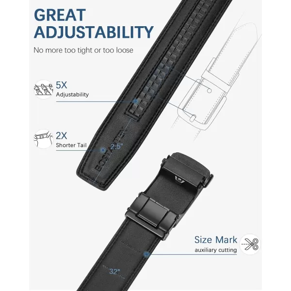 BOSTANTEN Mens Belt Leather Ratchet Dress Belt with Sliding Adjustable Buckle, Trim to Fit