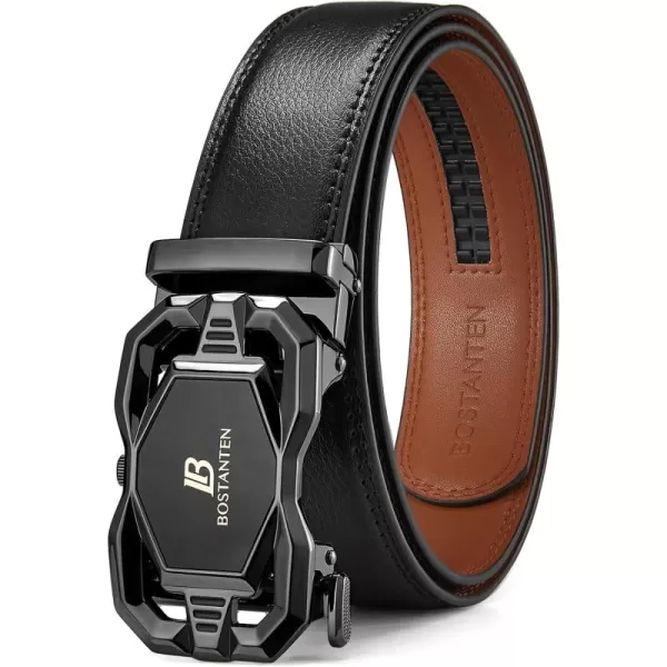 BOSTANTEN Mens Belt Leather Ratchet Dress Belt with Sliding Adjustable Buckle, Trim to Fit