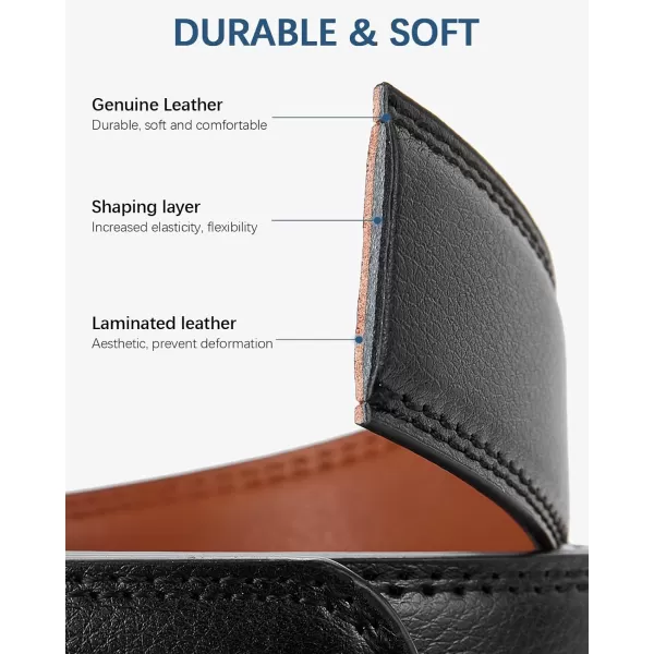 BOSTANTEN Mens Belt Leather Ratchet Dress Belt with Sliding Adjustable Buckle, Trim to Fit