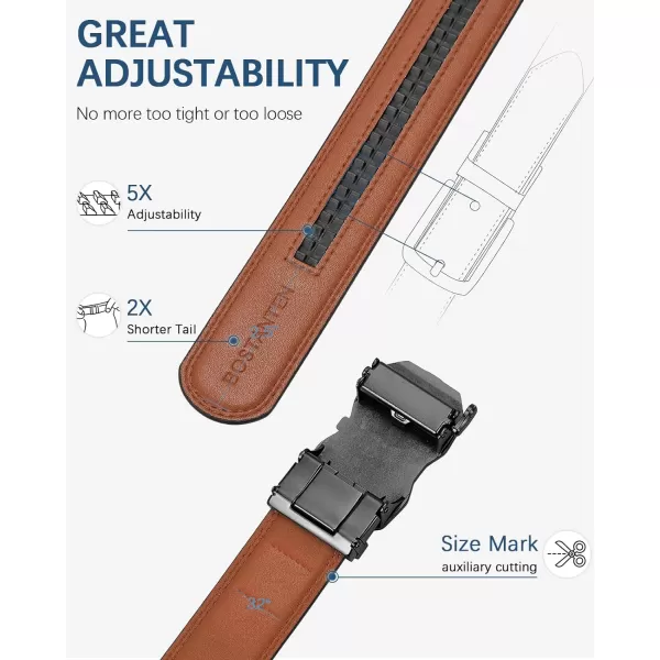 BOSTANTEN Mens Belt Leather Ratchet Dress Belt with Sliding Adjustable Buckle, Trim to Fit