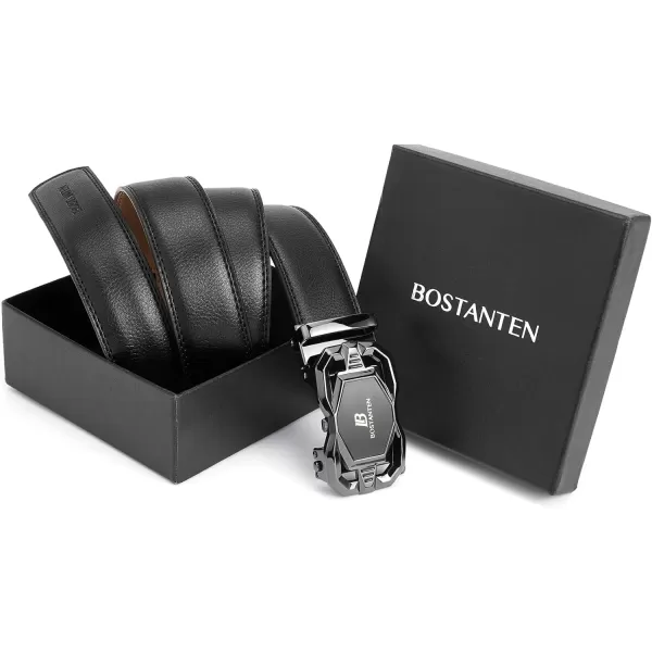 BOSTANTEN Mens Belt Leather Ratchet Dress Belt with Sliding Adjustable Buckle, Trim to Fit