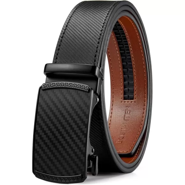 BOSTANTEN Mens Belt Leather Ratchet Dress Belt with Sliding Adjustable Buckle, Trim to Fit