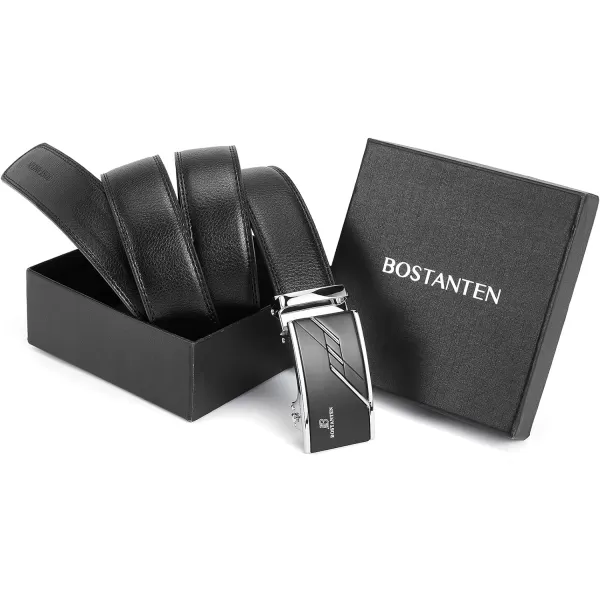 BOSTANTEN Mens Belt Leather Ratchet Dress Belt with Sliding Adjustable Buckle, Trim to Fit