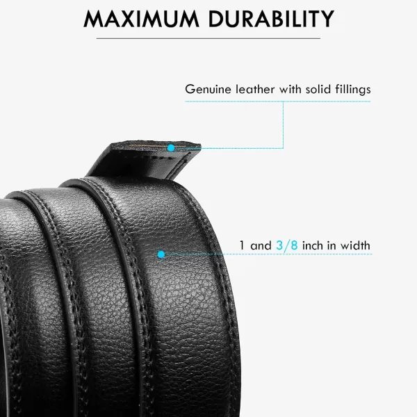 BOSTANTEN Mens Belt Leather Ratchet Dress Belt with Sliding Adjustable Buckle, Trim to Fit