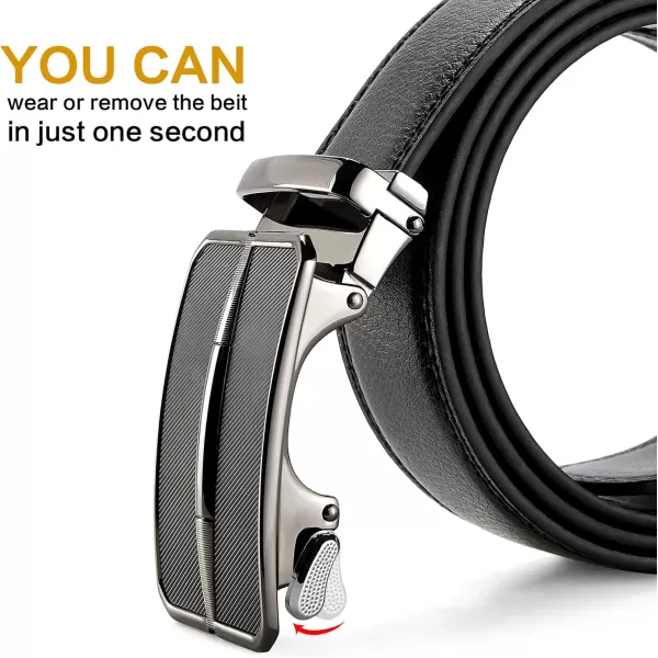 BOSTANTEN Mens Belt Leather Ratchet Dress Belt with Sliding Adjustable Buckle, Trim to Fit