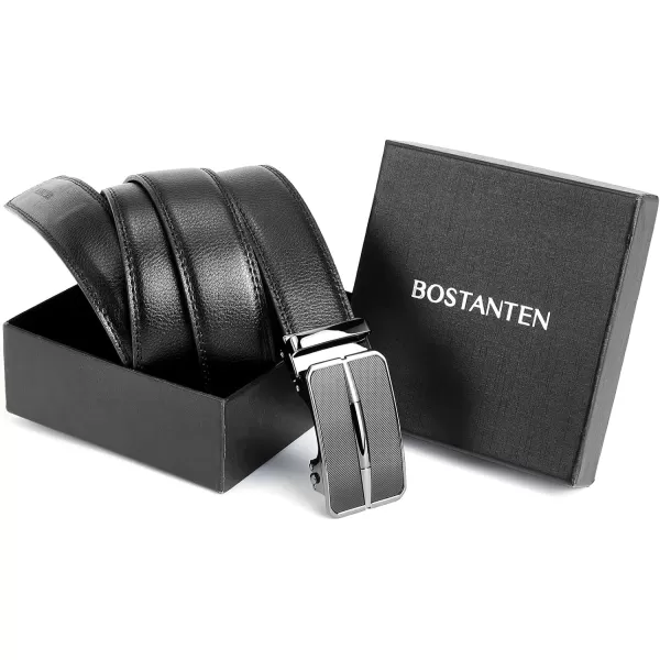 BOSTANTEN Mens Belt Leather Ratchet Dress Belt with Sliding Adjustable Buckle, Trim to Fit