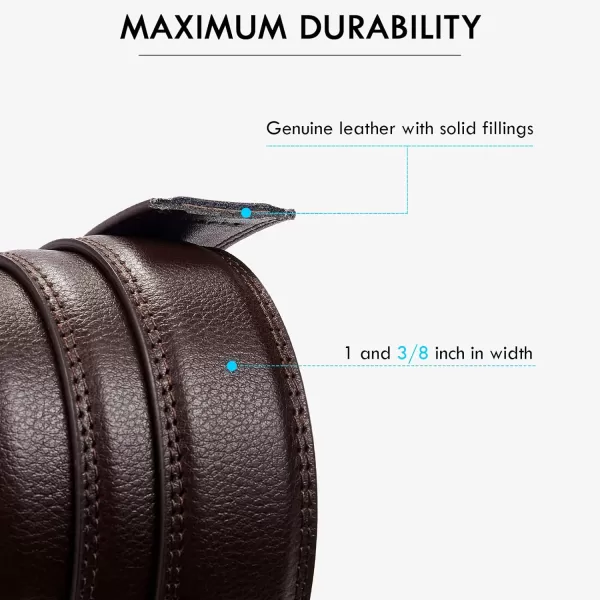 BOSTANTEN Mens Belt Leather Ratchet Dress Belt with Sliding Adjustable Buckle, Trim to Fit