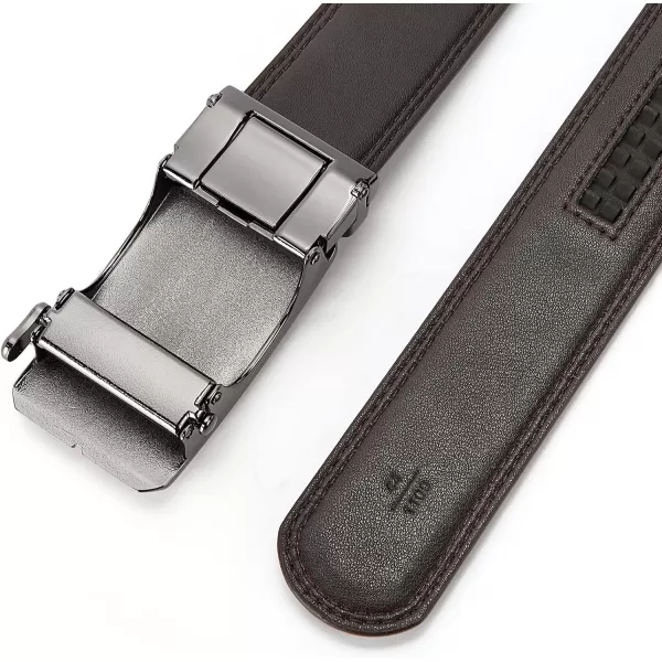 BOSTANTEN Mens Belt Leather Ratchet Dress Belt with Sliding Adjustable Buckle, Trim to Fit