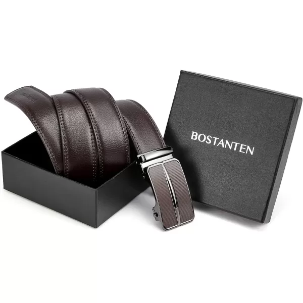 BOSTANTEN Mens Belt Leather Ratchet Dress Belt with Sliding Adjustable Buckle, Trim to Fit