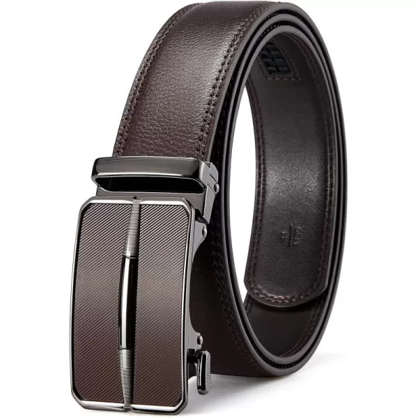BOSTANTEN Mens Belt Leather Ratchet Dress Belt with Sliding Adjustable Buckle, Trim to Fit