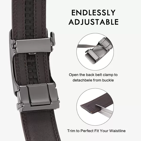 BOSTANTEN Mens Belt Leather Ratchet Dress Belt with Sliding Adjustable Buckle, Trim to Fit