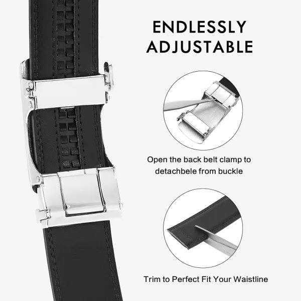 BOSTANTEN Mens Belt Leather Ratchet Dress Belt with Sliding Adjustable Buckle, Trim to Fit