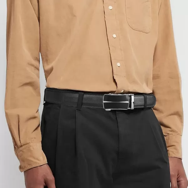 BOSTANTEN Mens Belt Leather Ratchet Dress Belt with Sliding Adjustable Buckle, Trim to Fit