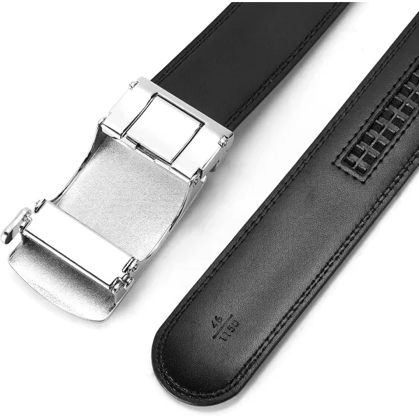 BOSTANTEN Mens Belt Leather Ratchet Dress Belt with Sliding Adjustable Buckle, Trim to Fit