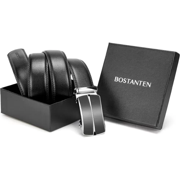 BOSTANTEN Mens Belt Leather Ratchet Dress Belt with Sliding Adjustable Buckle, Trim to Fit