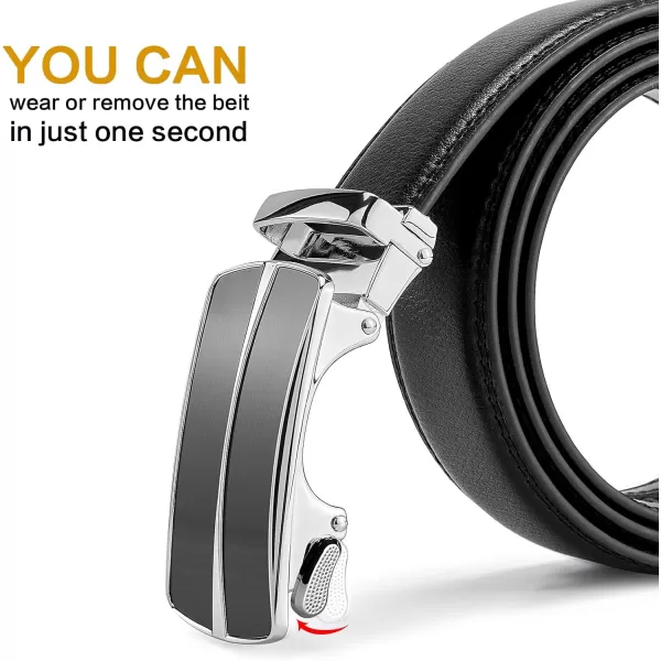 BOSTANTEN Mens Belt Leather Ratchet Dress Belt with Sliding Adjustable Buckle, Trim to Fit