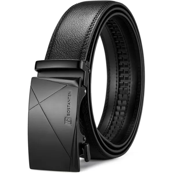 BOSTANTEN Mens Belt Leather Ratchet Dress Belt with Sliding Adjustable Buckle, Trim to Fit