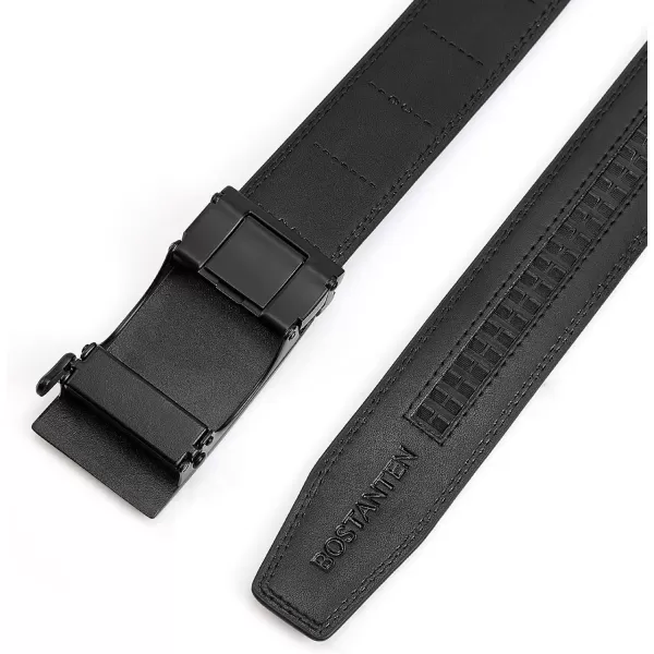 BOSTANTEN Mens Belt Leather Ratchet Dress Belt with Sliding Adjustable Buckle, Trim to Fit