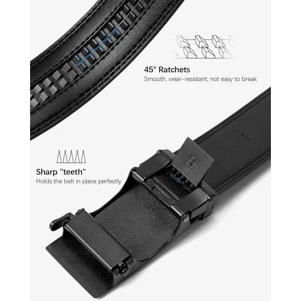 BOSTANTEN Mens Belt Leather Ratchet Dress Belt with Sliding Adjustable Buckle, Trim to Fit