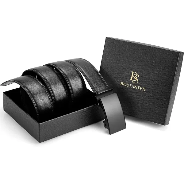 BOSTANTEN Mens Belt Leather Ratchet Dress Belt with Sliding Adjustable Buckle, Trim to Fit