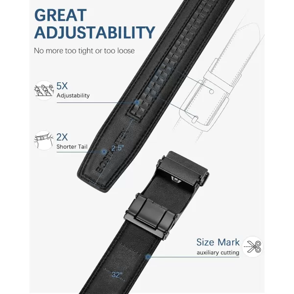 BOSTANTEN Mens Belt Leather Ratchet Dress Belt with Sliding Adjustable Buckle, Trim to Fit
