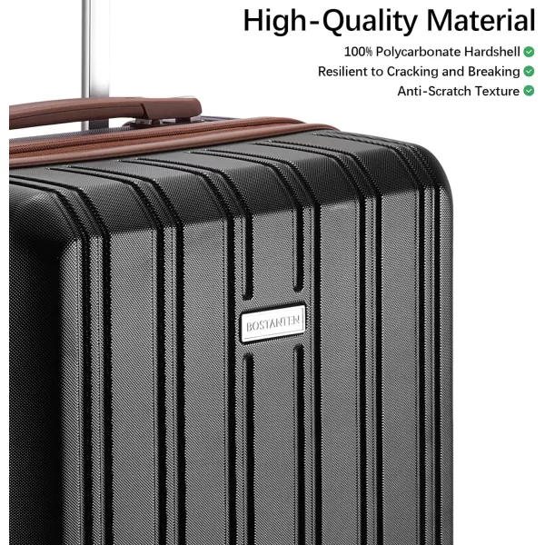 BOSTANTEN 20 inch Carry On Luggage Airline Approved Large Suitcase with Spinner Wheels PC Hardshell TSA Lock