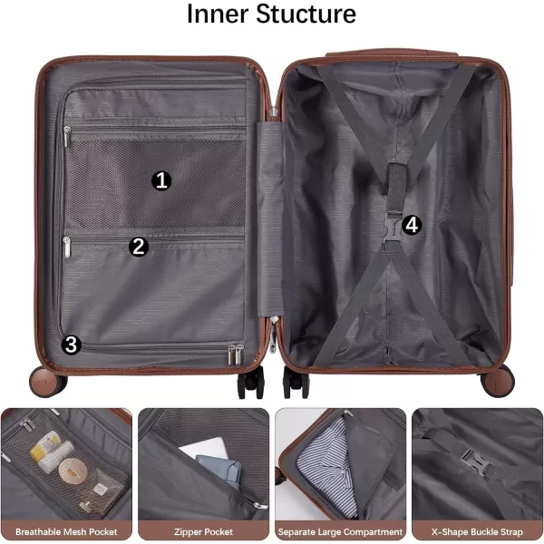BOSTANTEN 20 inch Carry On Luggage Airline Approved Large Suitcase with Spinner Wheels PC Hardshell TSA Lock
