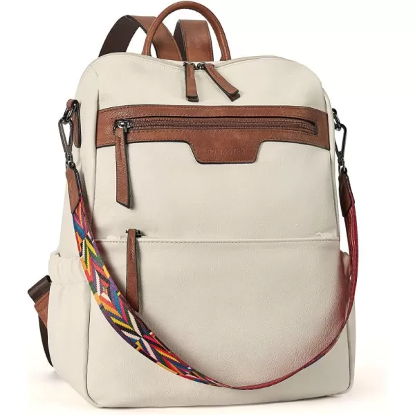 BOSTANTEN Backpack Purse for Women Fashion Designer Travel Backpack Leather Convertible Shoulder Bags Casual Daypack Beige-brown