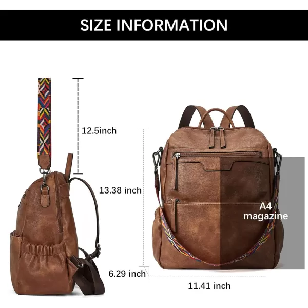 BOSTANTEN Backpack Purse for Women Fashion Designer Travel Backpack Leather Convertible Shoulder Bags Casual Daypack Beige-brown