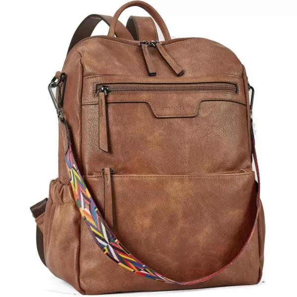 BOSTANTEN Backpack Purse for Women Fashion Designer Travel Backpack Leather Convertible Shoulder Bags Casual Daypack Beige-brown