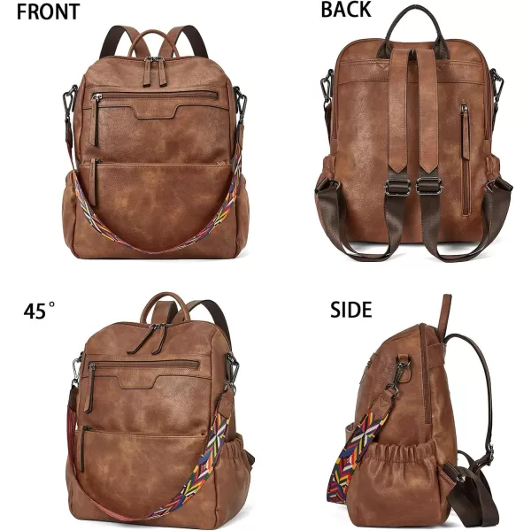 BOSTANTEN Backpack Purse for Women Fashion Designer Travel Backpack Leather Convertible Shoulder Bags Casual Daypack Beige-brown