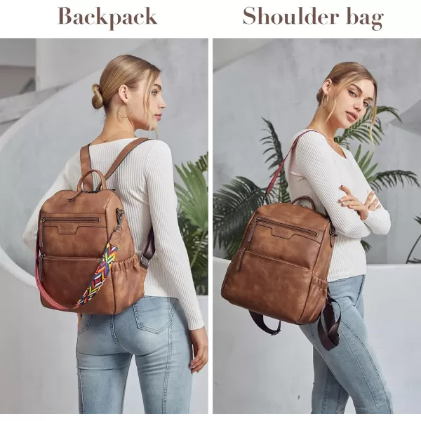 BOSTANTEN Backpack Purse for Women Fashion Designer Travel Backpack Leather Convertible Shoulder Bags Casual Daypack Beige-brown