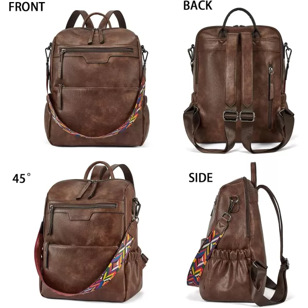 BOSTANTEN Backpack Purse for Women Fashion Designer Travel Backpack Leather Convertible Shoulder Bags Casual Daypack Beige-brown