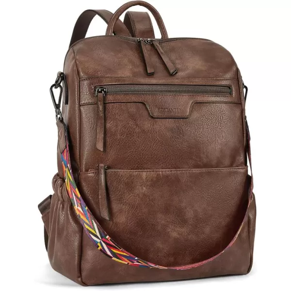BOSTANTEN Backpack Purse for Women Fashion Designer Travel Backpack Leather Convertible Shoulder Bags Casual Daypack Beige-brown