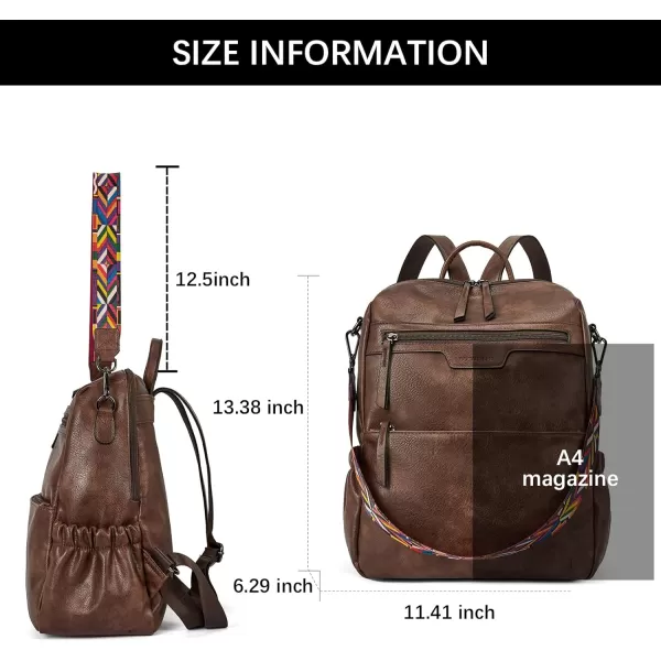 BOSTANTEN Backpack Purse for Women Fashion Designer Travel Backpack Leather Convertible Shoulder Bags Casual Daypack Beige-brown