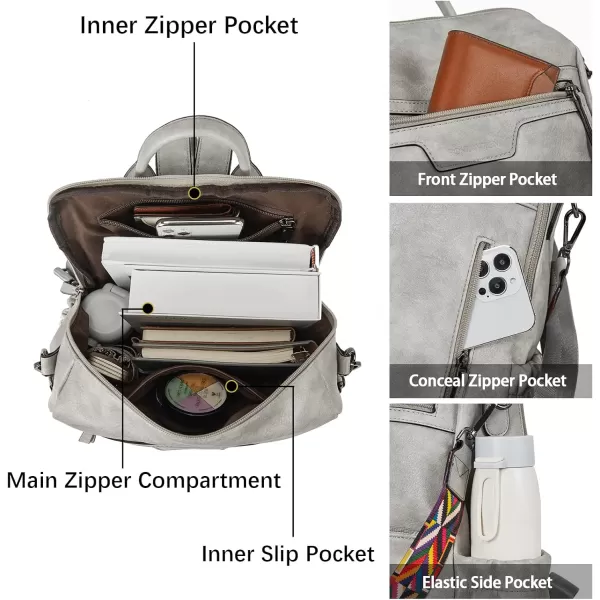 BOSTANTEN Backpack Purse for Women Fashion Designer Travel Backpack Leather Convertible Shoulder Bags Casual Daypack Beige-brown