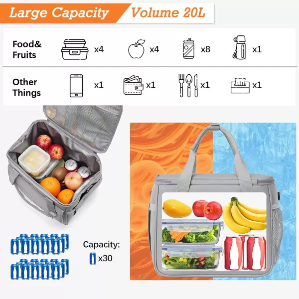 BOSTANTEN Cooler Bag, 30 Cans 20L Collapsible Soft Cooler Bag, Leakproof Beach Cooler Bag Portable Ice Chest with Bottle Opener, Insulated Lunch Bag for Picnic, Beach, Camping, Travel, Work, Black