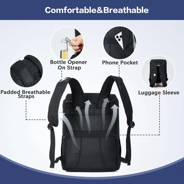BOSTANTEN Cooler Bag, 30 Cans 20L Collapsible Soft Cooler Bag, Leakproof Beach Cooler Bag Portable Ice Chest with Bottle Opener, Insulated Lunch Bag for Picnic, Beach, Camping, Travel, Work, Black